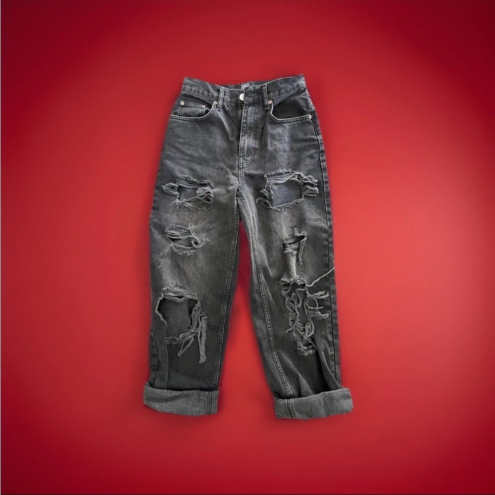 BDG Urban Outfitters Black High Rise Baggy Ripped Wide Leg Jeans Pre-Owned Sz.28